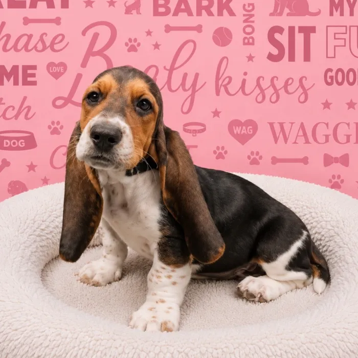 Male Basset Hound puppy named Charles for sale at Waggles Port Charlotte.