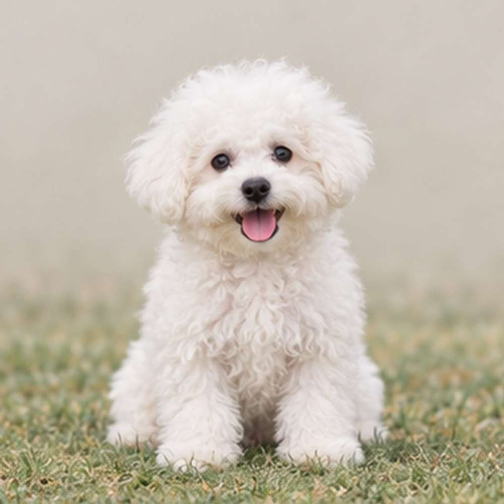 Fluffy white dog sitting proudly with a cheerful expression