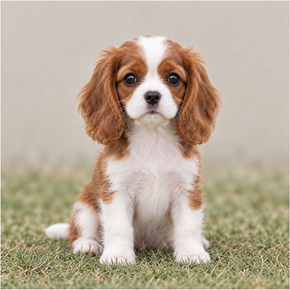 Small, fluffy dog with a silky coat, sitting gracefully and looking playful